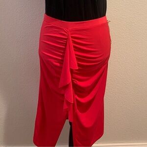 Leith Vibrant Red Ruched Bodycon Midi Skirt